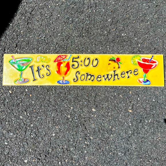 Artisan Handmade Happy Hour “It’s 5:00 Somewhere” Hanging Wall Decor, 16” x 3”. - Picture 5 of 6